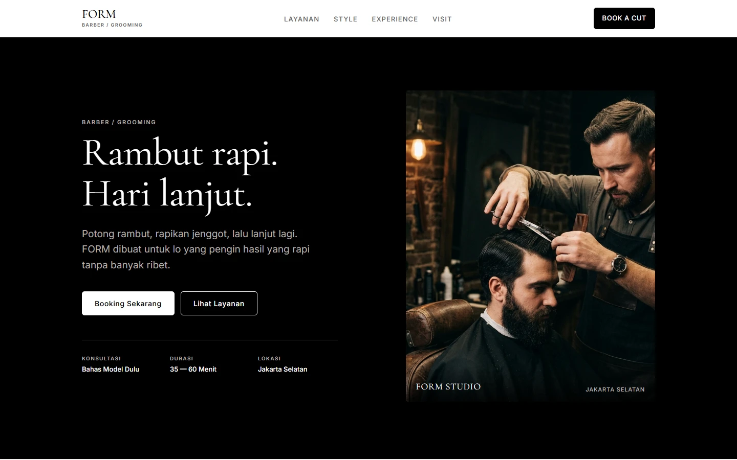 Pratinjau website FORM untuk industri GROOMING • BARBERSHOP