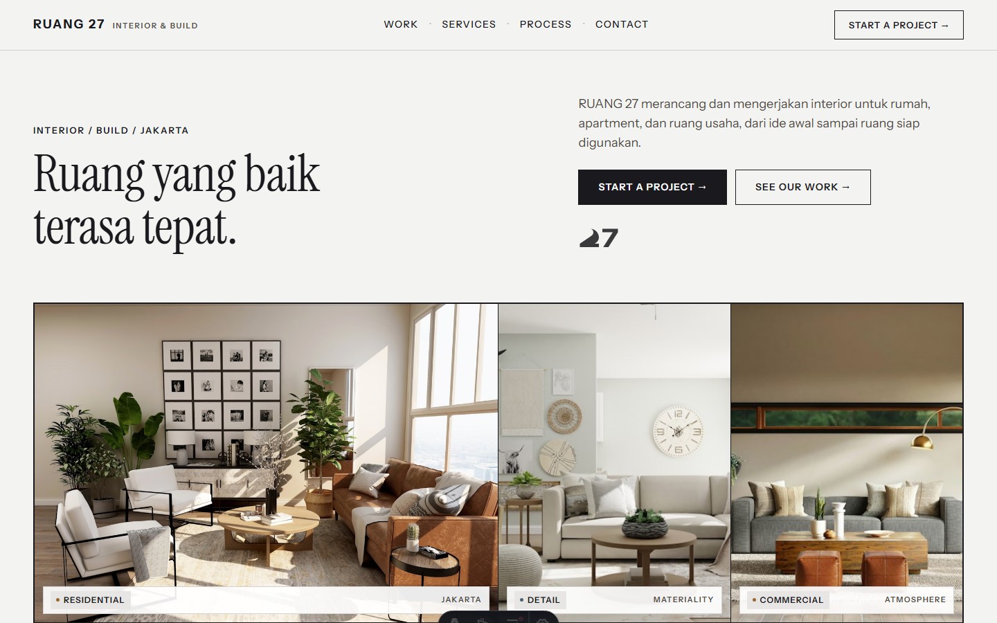 Pratinjau website RUANG 27 untuk industri ARCHITECTURE • INTERIOR & BUILD