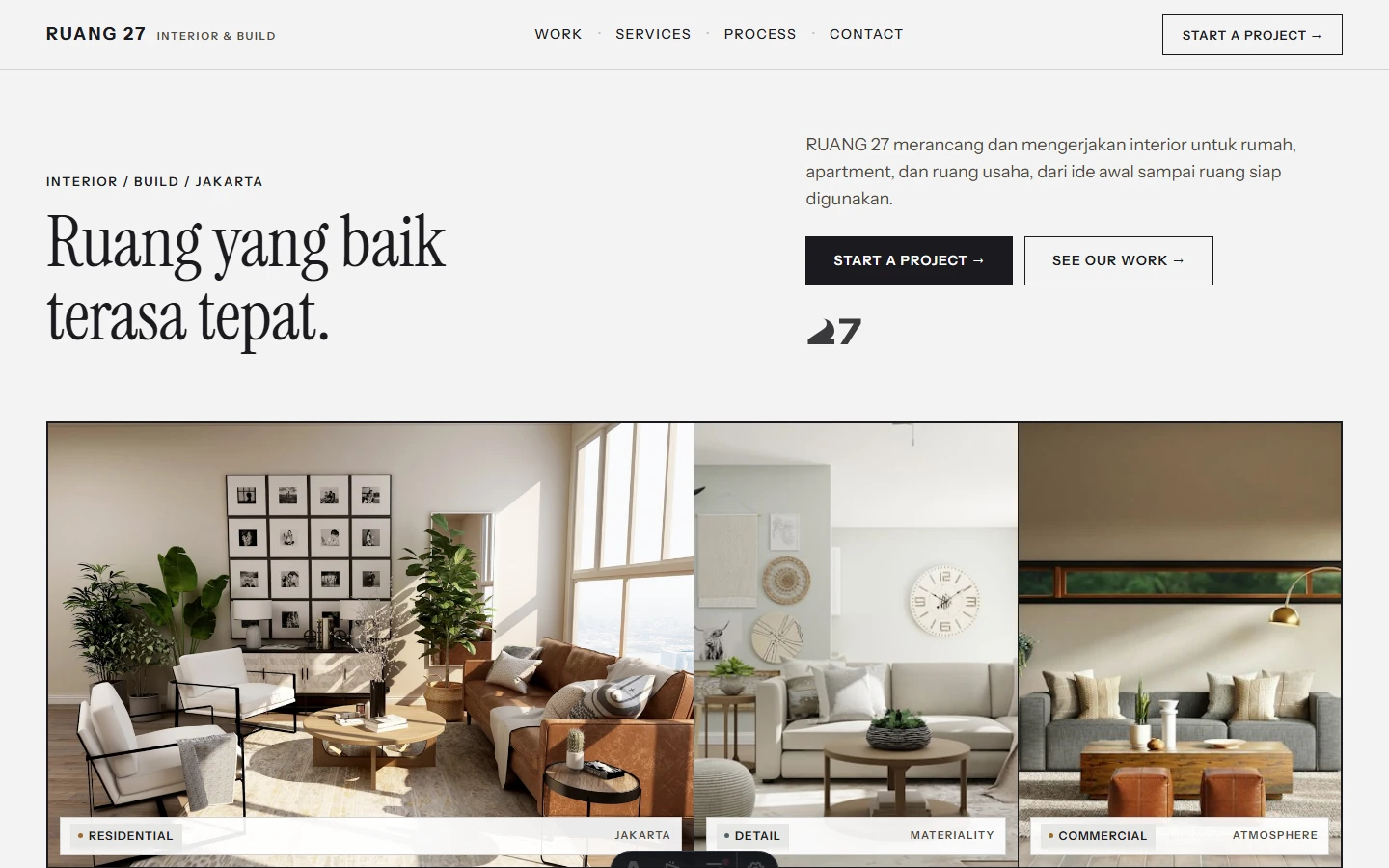 Pratinjau website RUANG 27 untuk industri ARCHITECTURE • INTERIOR & BUILD